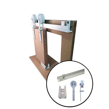 Imagem de Kit p/Porta Celeiro 2 Roldanas Aparente - Cantoneira 1,00 M - Branco - Al-Fer