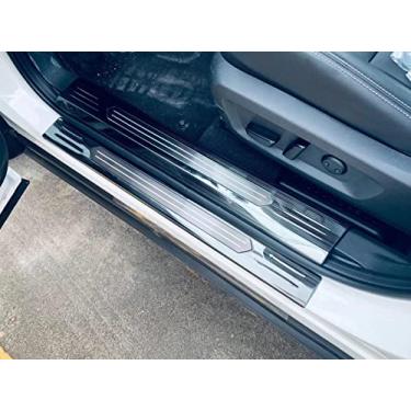 Imagem de GZBFTDH Acessórios para carro Protetor de peitoril da porta compatível com Nissan Rogue 2021 2022, painéis de chute placa de proteção de soleira de proteção de porta de aço automático (esporte - carbono)