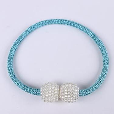 Imagem de Cinta de cortina de corda grossa com fivela de pérola, sem instalação, cortina de corda de cortina, acessórios de fivela magnética, tiebacks de cortina, T12, 2 PCS