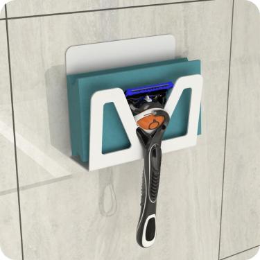 Imagem de Porta Bucha De Banho E Gillette Ventosa Adesivo Branco ELG