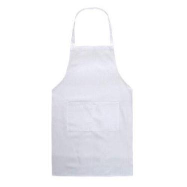 Imagem de Avental de Chefs Senrise, cor lisa, unissex, durável, confortável com bolso frontal lavável para cozinhar assar, cozinhar, cozinhar, restaurante artesanal, H17005W, Branco, 70CMx60CM