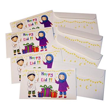 Imagem de Zaffron Eid Envelopes de dinheiro para presente de Natal para crianças celebram o design Eid (pacote com 8)