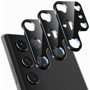 Imagem de Suoman Pacote com 3 para Samsung Galaxy S22 Ultra 5G Protetor de lente de câmera de vidro temperado, Protetor de lente de câmera para Galaxy S22 Ultra 5G 6,8 polegadas [Não afeta o flash] [Resistente a arranhões] - Preto