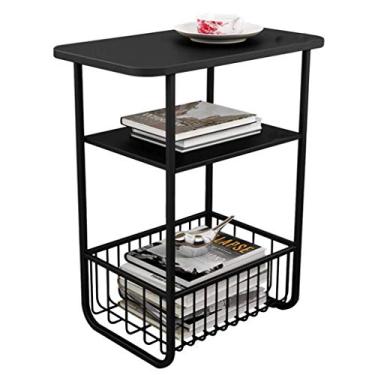 Imagem de KIZQYN Estante lateral para o chão, moderno simples ferro forjado casa armário de cabeceira rack de armazenamento prateleira do quarto estante (cor: a)