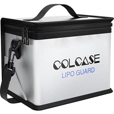 Imagem de COLCASE Bolsa de segurança de lipo à prova de fogo atualizada para armazenamento e carregamento de bateria de lipo, grande espaço, altamente resistente, com zíper duplo (21,5 x 14,5 x 16,5 cm)