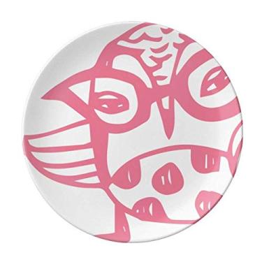 Imagem de DIYthinker Óculos de desenho animado pássaro proteger animal amante de animais prato decorativo porcelana salver talheres prato de jantar