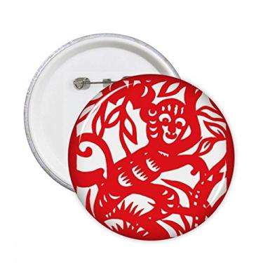 Imagem de Macaco cortado em papel animal China zodíaco pinos redondos crachá botão emblema acessório decoração 5 peças