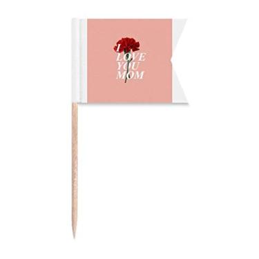 Imagem de Bandeiras de palito de dente com emoção para presente de mãe cravo, marcação de etiquetagem para bolo de festa, prato de queijo