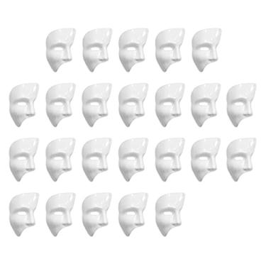 Imagem de Beistle Pacote com 24 máscaras fantasmas, acessório branco de fantasia de Halloween para baile de máscaras com elástico, cobertura de rosto fantasma para festas e reuniões, tamanho único