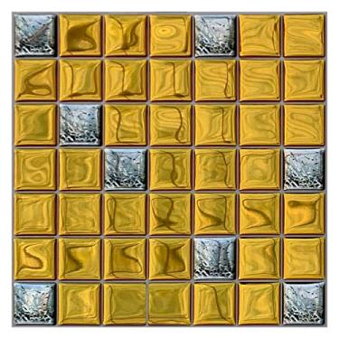 Imagem de Pastilha Adesiva Espelhada Ouro Kit 4 Placas Resinada 3 M