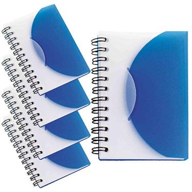 Imagem de Kit 5x Mini Caderneta Capa Plástica 8x11cm 80 Folhas Sem Pauta Azul