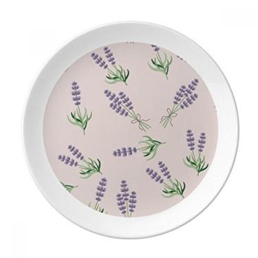 Imagem de Prato de planta de flor de lavanda azul decorativa de porcelana salver louça de jantar