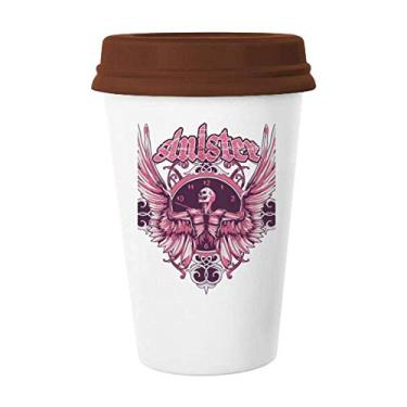 Imagem de Graffiti Street – Caneca de cerâmica com estampa de caveira e relógio com tampa de cerâmica