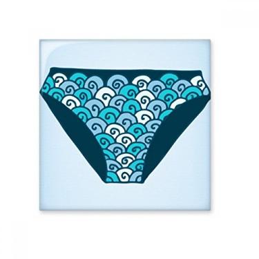 Imagem de Calção de banho azul com estampa de ilustração de azulejo de cerâmica brilhante decalque de tijolo esmaltado