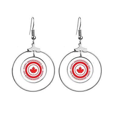Imagem de Brincos de folha de bordo cananda e independência com argola pendente