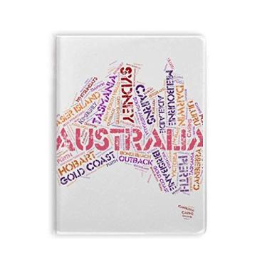 Imagem de Mapa de sabor da Austrália, ilustração de pontos cênicos, caderno, capa de goma, diário de capa macia