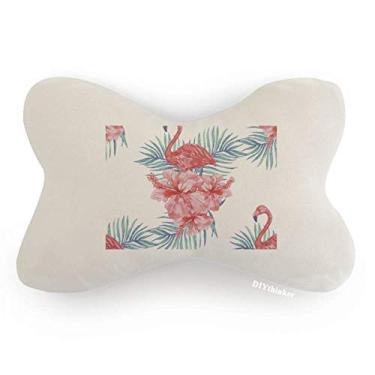 Imagem de DIYthinker Almofada para apoio de cabeça com símbolo de folha de flamingo, acabamento de carro, almofada para decoração de pescoço