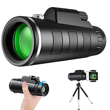 Imagem de Telescópio monocular 40x60 HD, monocular à prova d'água de alta potência, com tripé de suporte para smartphone, para observação de pássaros, acampamento, viagem, caminhadas