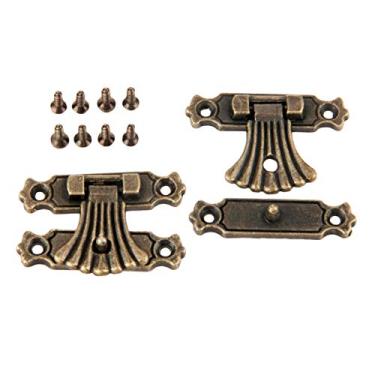 Imagem de 2 pcs Antique Bronze Jóias Caixa De Madeira Alterna Hasp Latch Hardware Móveis Acessórios Com Parafusos 37 * 27mm YYDFPIIA