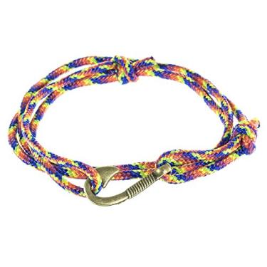 Imagem de West Coast Paracord Pulseiras femininas ajustáveis com âncora náutica e gancho de peixe – feitas de corda de nylon, Bronze Nylon,