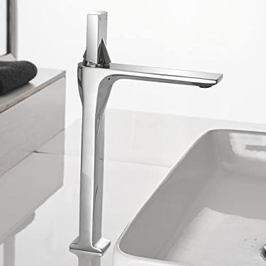 Imagem de Torneira para lavatório fria e quente preta torneira única para banheiro torneiras misturadoras de água torneira para lavatório montada no convés, cromada, tamanho único