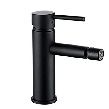 Imagem de Torneira misturadora de bidê preta fosca redonda Aerador ajustável Torneiras de banheiro de limpeza anal Torneira pequena e limpa de furo único, 1 peça