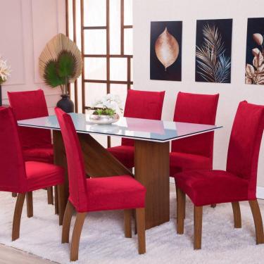 Imagem de Kit 2 Capas Para Cadeira De Jantar Suede Veludo - Vermelho