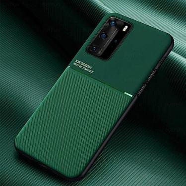 Imagem de Estojo de suporte magnético de silicone para carro para Huawei P40 Pro P20 P30 Lite Light P 40 30 20 Capa macia para telefone, verde, para P20