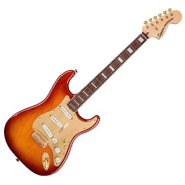 Imagem de Guitarra elétrica Squier 40º aniversário edição dourada Stratocaster, Sienna Sunburst, Laurel Fingerboard