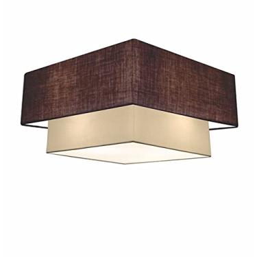 Imagem de Plafon Quadrado Cúpula Tecido Dupla 25/50x35 cm, Vivare Iluminação, Plafon3022 LCLA, Café/Bege, Médio
