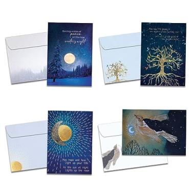 Imagem de Tree-Free Greetings Pacote com 16 cartões sortidos com envelopes correspondentes, ecológicos, feitos nos EUA, papel 100% reciclado, 12,7 cm x 17,7 cm, coleção Golden Solstice (GP54374)