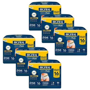 Imagem de Kit 6 Roupas Íntima Bigfral Pants Derma Plus P/M com 16un cada