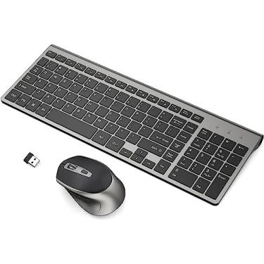 Imagem de Combo de teclado sem fio, teclado ergonômico J JOYACCESS 2.4G, mouse ergonômico sem fio para PC, Windows, laptop, desktop, Chromebook, Mac, cinza