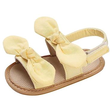 Imagem de Sandálias infantis infantis de verão para meninas sandálias de fundo plano leve bico aberto sandálias para bebês meninos 6 12 meses, Amarelo, 0-6 Months Infant