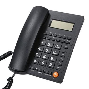 Imagem de Domary Telefone de mesa com fio Telefone F o com Identificação de Chamadas Tela LCD Brilho Ajustável Preto (Linha Telefônica dos EUA)