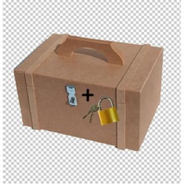 Imagem de Caixa Madeira Mdf Natural Baú Organizador Luxo E Alça Decor