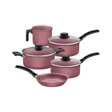 Imagem de Jogo De Panelas 5 Peças Turim Cores Antiaderente Tramontina Cor:rosa Rosa
