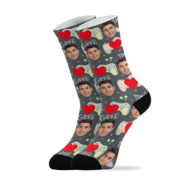 Imagem de junzan Meias personalizadas com foto presentes personalizados Joysticks fofos rosto personalizado em meias para homens mulheres meias personalizadas, Joysticks fofos, One Size