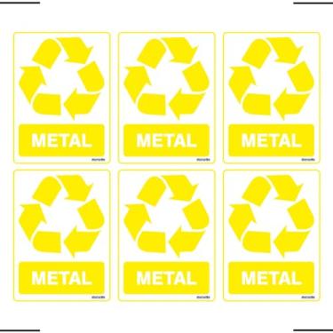 Imagem de Combo 6 Adesivos De Sinalização Lixo Metal 15x20 Ekomunike - S-240 F9e