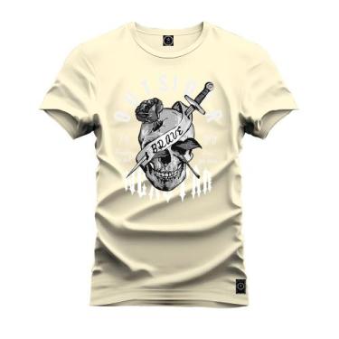 Imagem de Camiseta Plus Size Algodão T-Shirt Premium Estampada Ousider Caveira -
