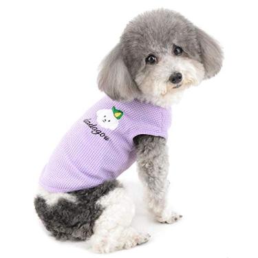 Imagem de Zunea Camisa para cães pequenos meninas algodão macio verão filhote colete camisetas básicas regata fofa roupas respiráveis para animais de estimação para cães fêmeas gatos roxo XGG