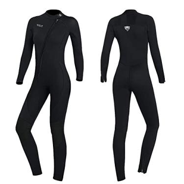 Imagem de Roupa de mergulho de neoprene de corpo inteiro de 3 mm para mulheres e homens, roupa de mergulho em água fria, mangas compridas, zíper frontal, maiô térmico de uma peça para surf, snorkeling e natação