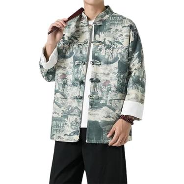 Imagem de KANG POWER Jaqueta masculina estilo chinês primavera outono roupas chinesas tradicionais casaco masculino, En8, G