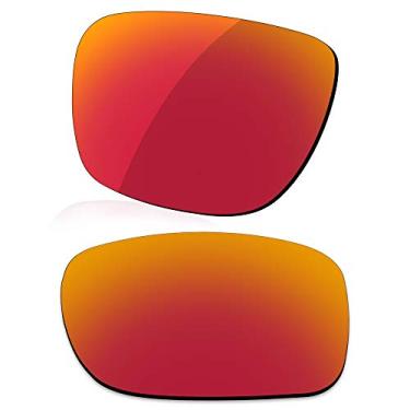 Imagem de LenzReborn Lente polarizada de substituição para óculos de sol Oakley Holbrook Metal OO4123 - Vermelho fogo - polarizado espelhado