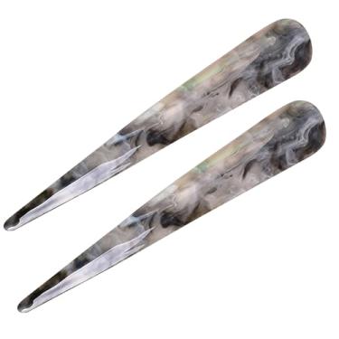 Imagem de Pacote com 2 clipes de jacaré grandes e brilhantes com bico de pato bico de pato nuvem de acetato de dentes para pentear cabelo francês mais forte, presilhas para cabelo grosso (preto e branco)