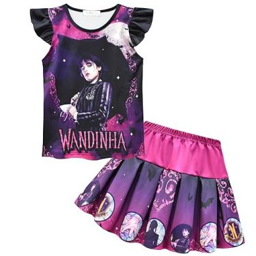 Imagem de YPGRMV Vestido de festa de aniversário com saia fashion para meninas camiseta de quarta-feira Addams