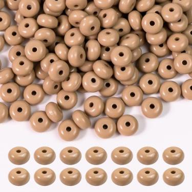 Imagem de Niziky 500 peças de contas de lentilha acrílicas de 8 mm, contas de ábaco marrom para artesanato, contas espaçadoras de acrílico para fabricação de joias, pulseira, colar, contas para canetas,