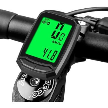 Imagem de Velocímetro de bicicleta, à prova d'água, sem fio, para bicicleta, computador, odômetro de bicicleta com visor LCD e multifunções