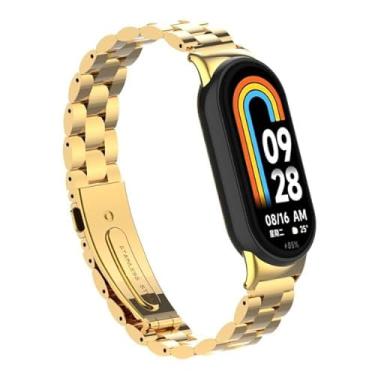 Imagem de Pulseira NSmart magnética em aço inoxidável compatíveis com MI BAND MI BAND 8 / MI BAND 7 / MI BAND 6 / MI BAND 5 / MI BAND 4 / MI BAND 3 / MI BAND 2 - New version (Ouro 3 elos, MI BAND 8)