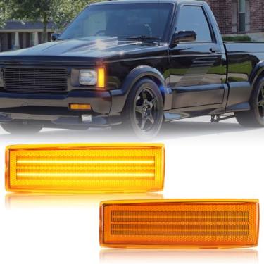 Imagem de Gempro Luzes de LED para para-choque dianteiro para Chevy Blazer S10 GMC Jimmy S15 1983-1994 Lâmpadas marcadoras âmbar, 2 peças (lente âmbar)